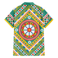 Sicily Italy Carretto Siciliano Hawaiian Shirt Green Sicilian Cart Wheel Pattern