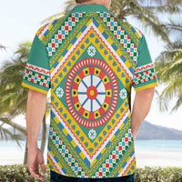Sicily Italy Carretto Siciliano Hawaiian Shirt Green Sicilian Cart Wheel Pattern