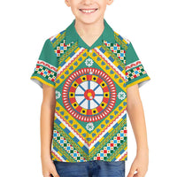 Sicily Italy Carretto Siciliano Hawaiian Shirt Green Sicilian Cart Wheel Pattern