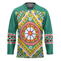 Sicily Italy Carretto Siciliano Hockey Jersey Green Sicilian Cart Wheel Pattern