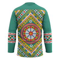 Sicily Italy Carretto Siciliano Hockey Jersey Green Sicilian Cart Wheel Pattern