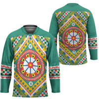 Sicily Italy Carretto Siciliano Hockey Jersey Green Sicilian Cart Wheel Pattern