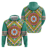 Sicily Italy Carretto Siciliano Hoodie Green Sicilian Cart Wheel Pattern