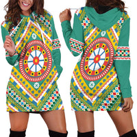 Sicily Italy Carretto Siciliano Hoodie Dress Green Sicilian Cart Wheel Pattern