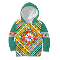 Sicily Italy Carretto Siciliano Kid Hoodie Green Sicilian Cart Wheel Pattern