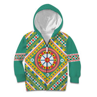 Sicily Italy Carretto Siciliano Kid Hoodie Green Sicilian Cart Wheel Pattern
