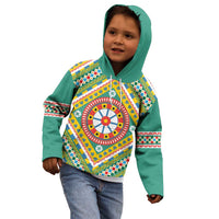 Sicily Italy Carretto Siciliano Kid Hoodie Green Sicilian Cart Wheel Pattern