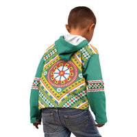Sicily Italy Carretto Siciliano Kid Hoodie Green Sicilian Cart Wheel Pattern
