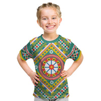 Sicily Italy Carretto Siciliano Kid T Shirt Green Sicilian Cart Wheel Pattern