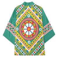 Sicily Italy Carretto Siciliano Kimono Green Sicilian Cart Wheel Pattern