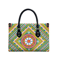 Sicily Italy Carretto Siciliano Leather Bag Green Sicilian Cart Wheel Pattern
