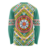 Sicily Italy Carretto Siciliano Long Sleeve Shirt Green Sicilian Cart Wheel Pattern