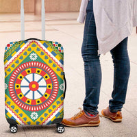 Sicily Italy Carretto Siciliano Luggage Cover Green Sicilian Cart Wheel Pattern