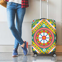 Sicily Italy Carretto Siciliano Luggage Cover Green Sicilian Cart Wheel Pattern