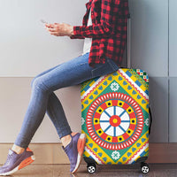 Sicily Italy Carretto Siciliano Luggage Cover Green Sicilian Cart Wheel Pattern