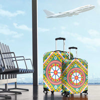 Sicily Italy Carretto Siciliano Luggage Cover Green Sicilian Cart Wheel Pattern