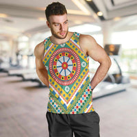 Sicily Italy Carretto Siciliano Men Tank Top Green Sicilian Cart Wheel Pattern