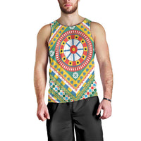 Sicily Italy Carretto Siciliano Men Tank Top Green Sicilian Cart Wheel Pattern