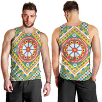 Sicily Italy Carretto Siciliano Men Tank Top Green Sicilian Cart Wheel Pattern