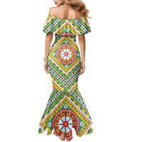 Sicily Italy Carretto Siciliano Mermaid Dress Green Sicilian Cart Wheel Pattern