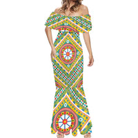 Sicily Italy Carretto Siciliano Mermaid Dress Green Sicilian Cart Wheel Pattern