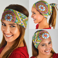 Sicily Italy Carretto Siciliano Neck Gaiter Green Sicilian Cart Wheel Pattern