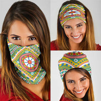 Sicily Italy Carretto Siciliano Neck Gaiter Green Sicilian Cart Wheel Pattern