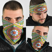 Sicily Italy Carretto Siciliano Neck Gaiter Green Sicilian Cart Wheel Pattern