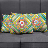Sicily Italy Carretto Siciliano Pillow Cover Green Sicilian Cart Wheel Pattern