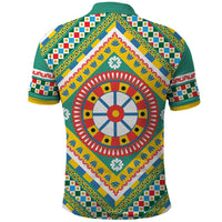 Sicily Italy Carretto Siciliano Polo Shirt Green Sicilian Cart Wheel Pattern
