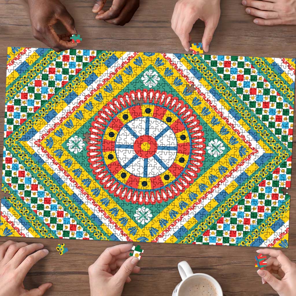 Sicily Italy Carretto Siciliano Puzzle Green Sicilian Cart Wheel Pattern