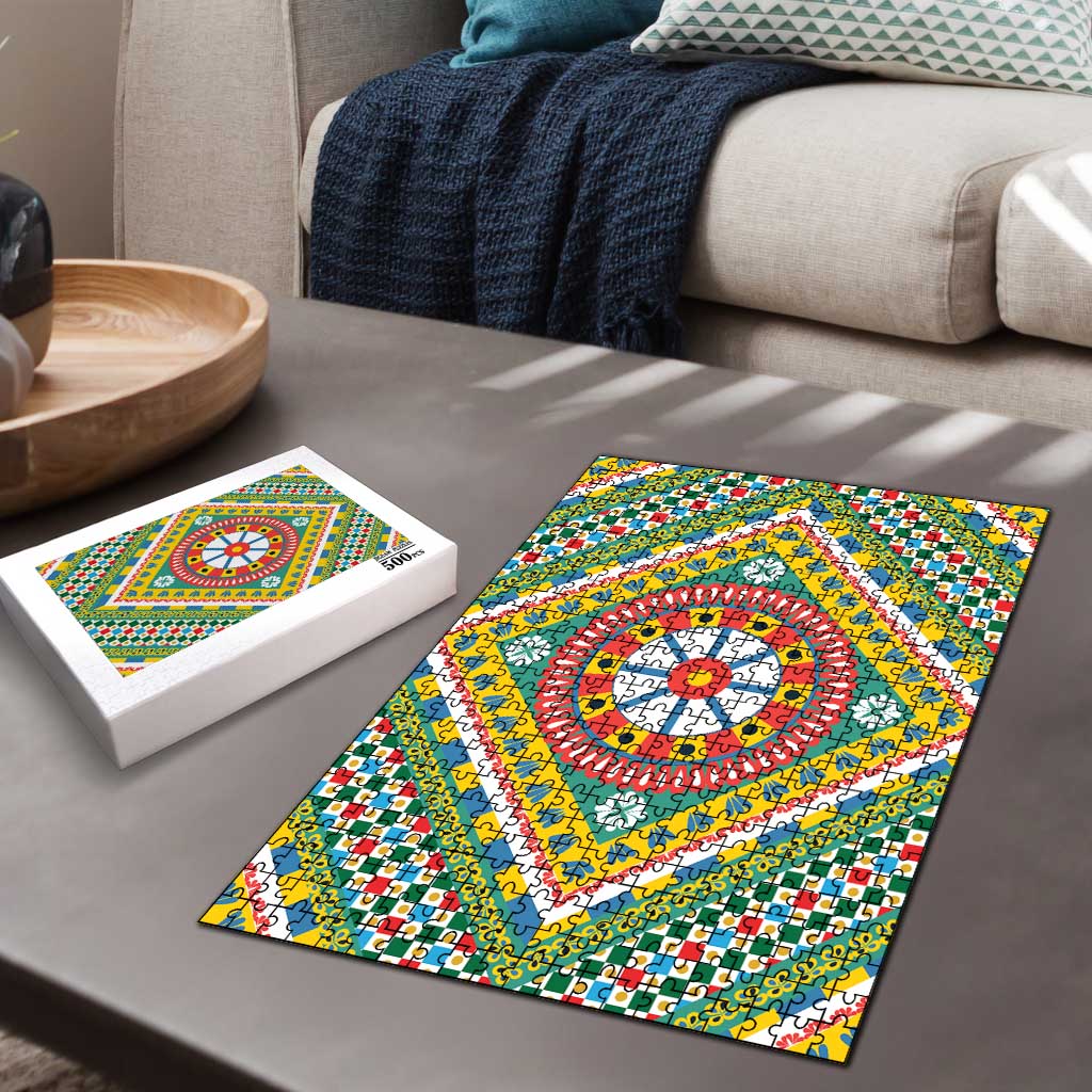 Sicily Italy Carretto Siciliano Puzzle Green Sicilian Cart Wheel Pattern