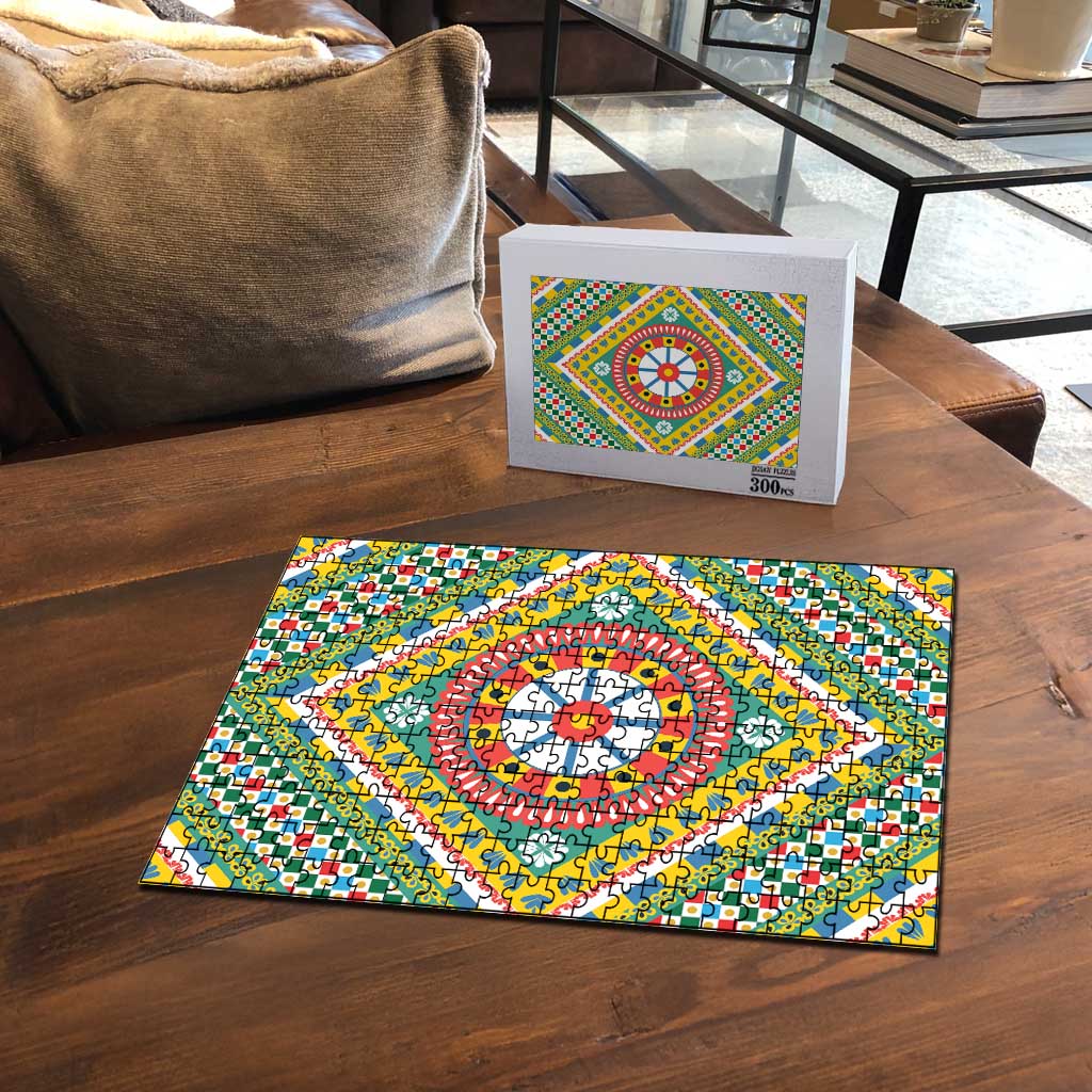 Sicily Italy Carretto Siciliano Puzzle Green Sicilian Cart Wheel Pattern