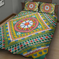 Sicily Italy Carretto Siciliano Quilt Bed Set Green Sicilian Cart Wheel Pattern