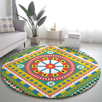 Sicily Italy Carretto Siciliano Round Carpet Green Sicilian Cart Wheel Pattern