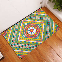Sicily Italy Carretto Siciliano Rubber Doormat Green Sicilian Cart Wheel Pattern