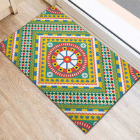 Sicily Italy Carretto Siciliano Rubber Doormat Green Sicilian Cart Wheel Pattern