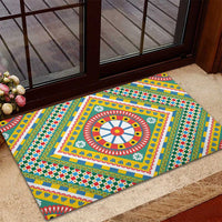 Sicily Italy Carretto Siciliano Rubber Doormat Green Sicilian Cart Wheel Pattern