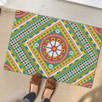 Sicily Italy Carretto Siciliano Rubber Doormat Green Sicilian Cart Wheel Pattern