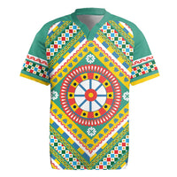 Sicily Italy Carretto Siciliano Rugby Jersey Green Sicilian Cart Wheel Pattern