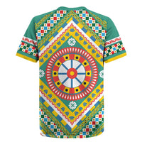 Sicily Italy Carretto Siciliano Rugby Jersey Green Sicilian Cart Wheel Pattern