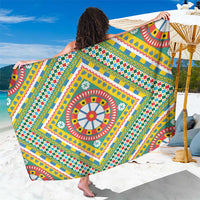 Sicily Italy Carretto Siciliano Sarong Green Sicilian Cart Wheel Pattern