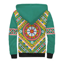 Sicily Italy Carretto Siciliano Sherpa Hoodie Green Sicilian Cart Wheel Pattern