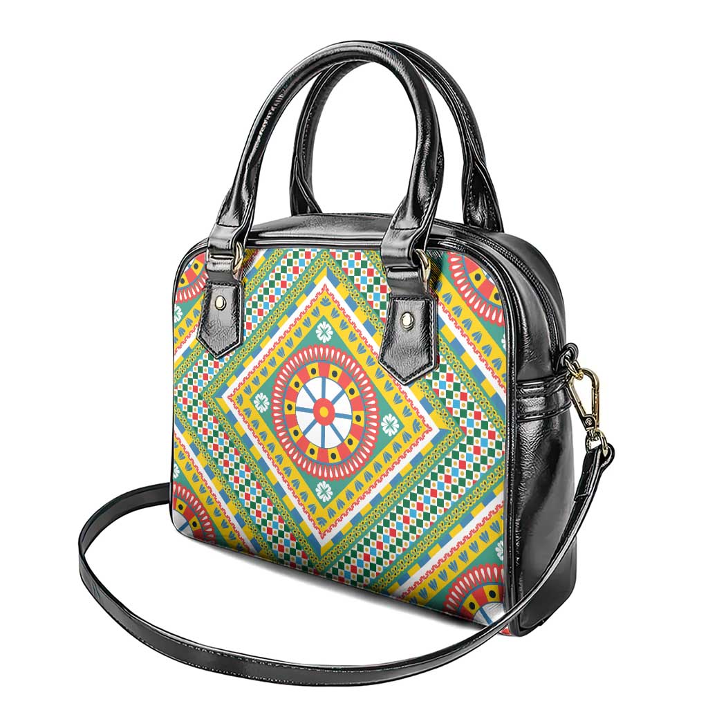 Sicily Italy Carretto Siciliano Shoulder Handbag Green Sicilian Cart Wheel Pattern