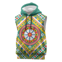 Sicily Italy Carretto Siciliano Sleeveless Hoodie Green Sicilian Cart Wheel Pattern