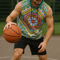 Sicily Italy Carretto Siciliano Sleeveless Hoodie Green Sicilian Cart Wheel Pattern