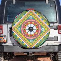 Sicily Italy Carretto Siciliano Spare Tire Cover Green Sicilian Cart Wheel Pattern
