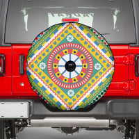 Sicily Italy Carretto Siciliano Spare Tire Cover Green Sicilian Cart Wheel Pattern