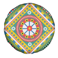 Sicily Italy Carretto Siciliano Spare Tire Cover Green Sicilian Cart Wheel Pattern