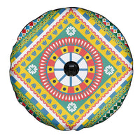 Sicily Italy Carretto Siciliano Spare Tire Cover Green Sicilian Cart Wheel Pattern